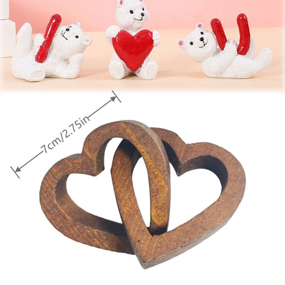 Interlocking Wooden Heart Sculpture