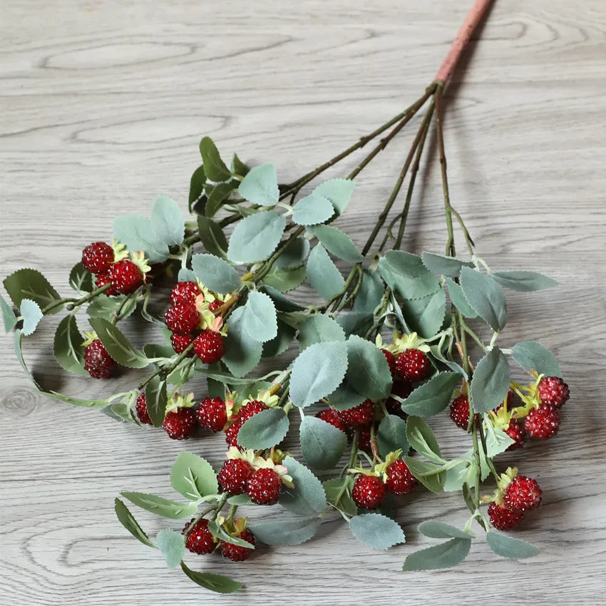 Artificial Raspberry Branch with Leaves