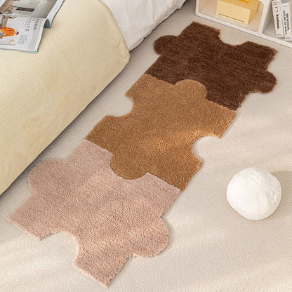 Soft Fluffy Tufting Puzzle Bedside Rug