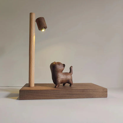 Wooden Dog Shaped Street Lamp