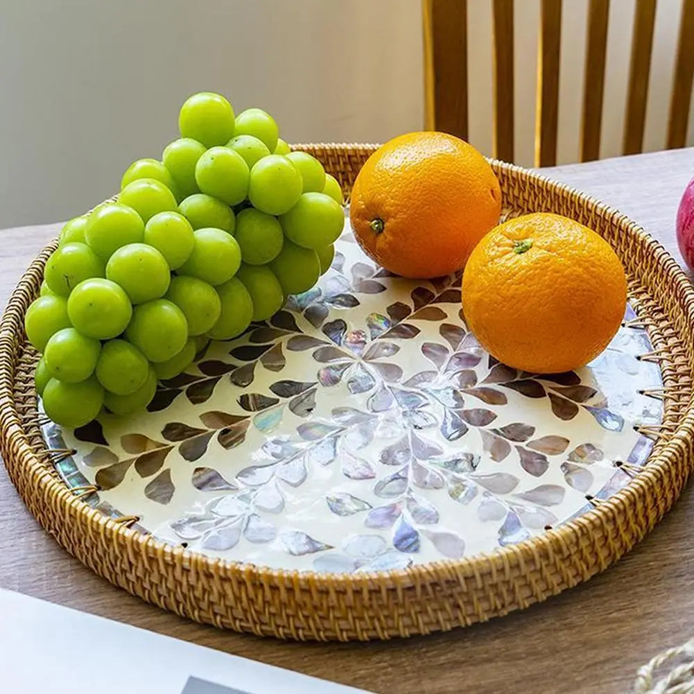 Colorful Shell Rattan Tray