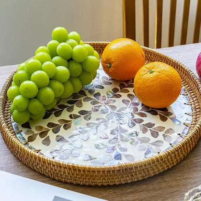 Colorful Shell Rattan Tray