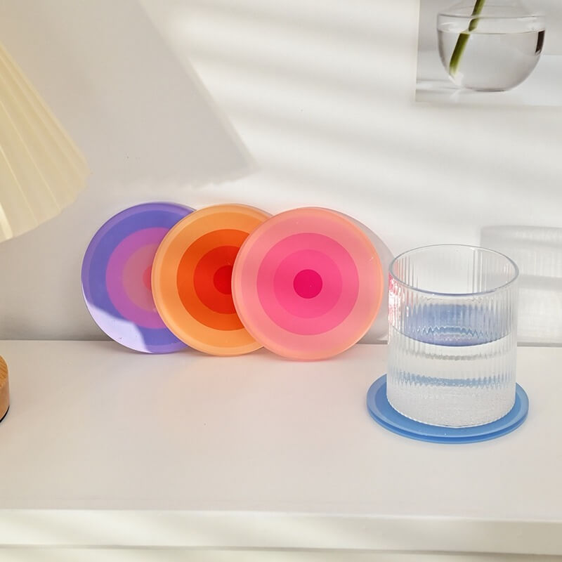 Round Gradient Acrylic Coaster organizer tray