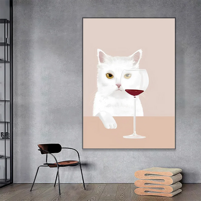 Wine Connoisseur Cat Canvas Art