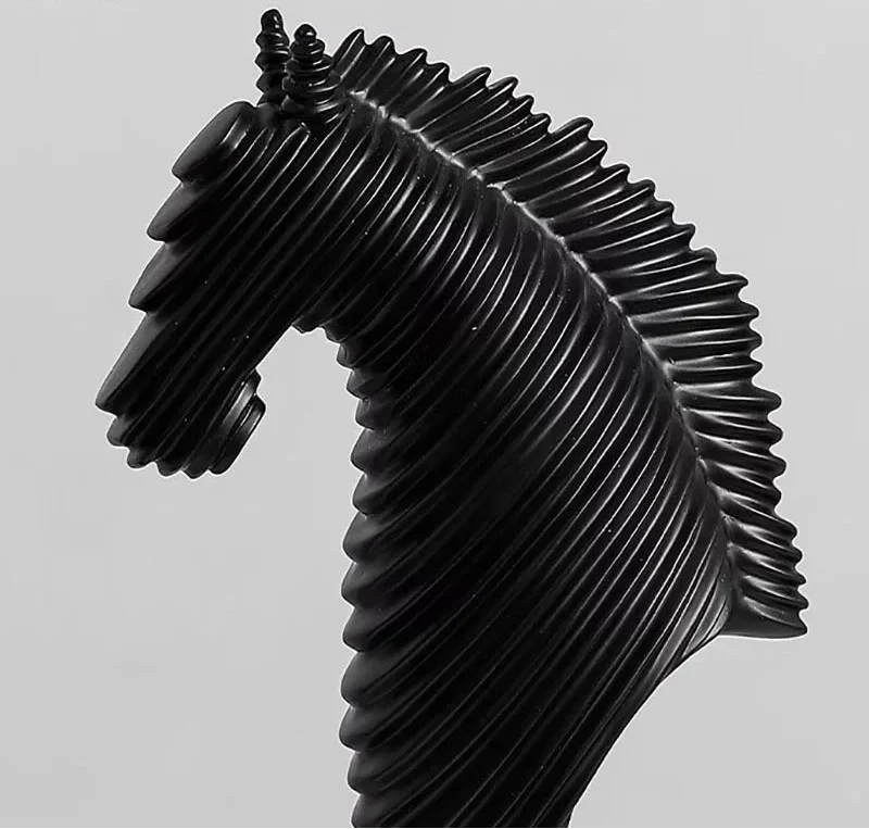Abstract Striped Horse Head Statue