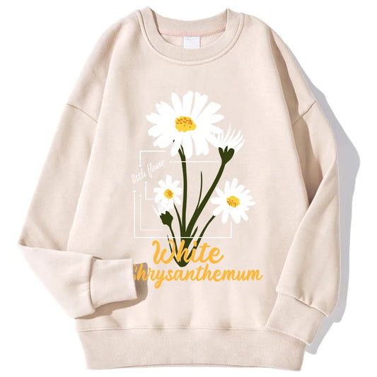 Sweatshirt „Kleines weißes Chrysanthemenmuster“