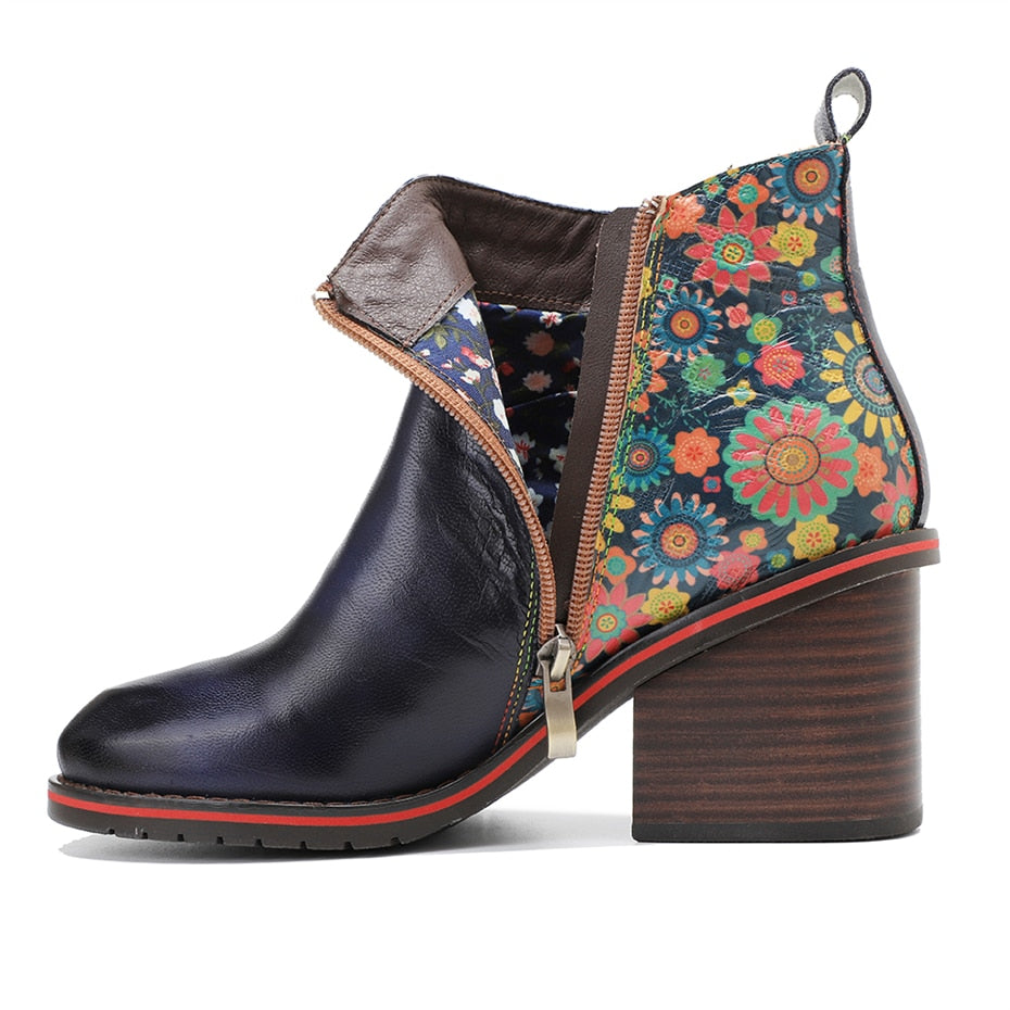 Colorful Flowers Ankle Boots