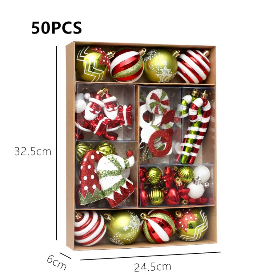 50pcs Painted Mixed Christmas Ball Set