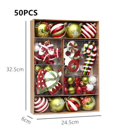 50pcs Painted Mixed Christmas Ball Set