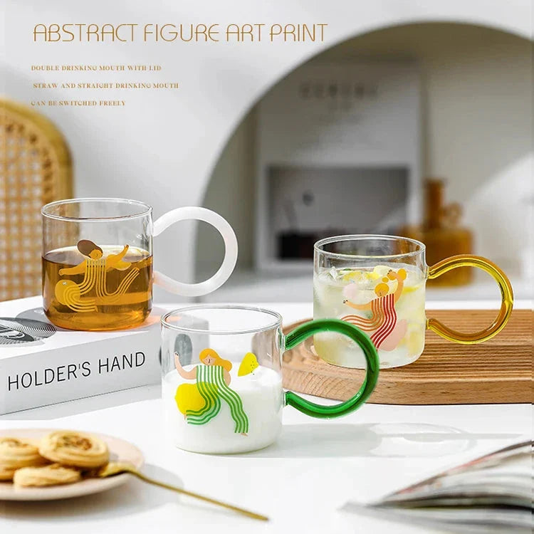 Tasse à café en verre artistique ludique