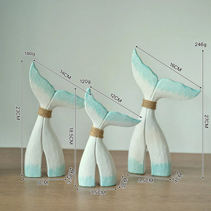 Mediterranean Wooden Whale Tail Decor