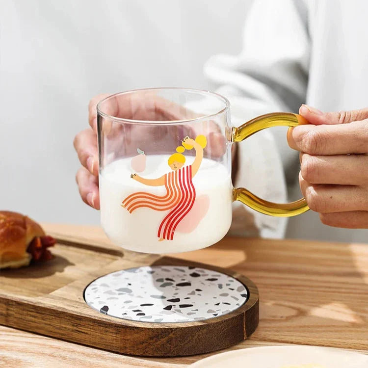 Tasse à café en verre artistique ludique