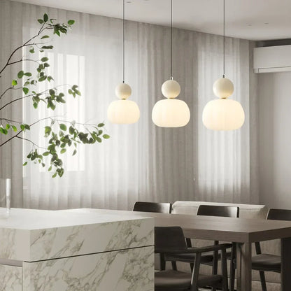 Fluted Opaline Glass Pendant Light