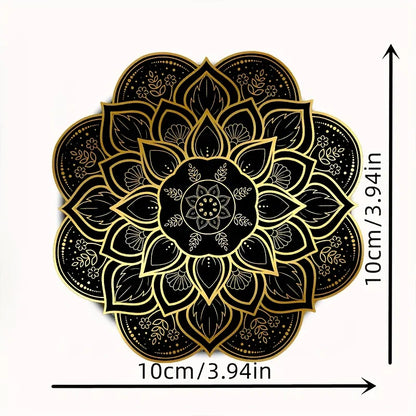 Set of 6 Black and Gold Mandala Coasters