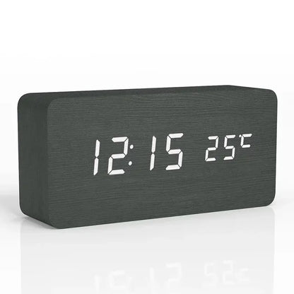 AuraBlock Wooden Digital Alarm Clock