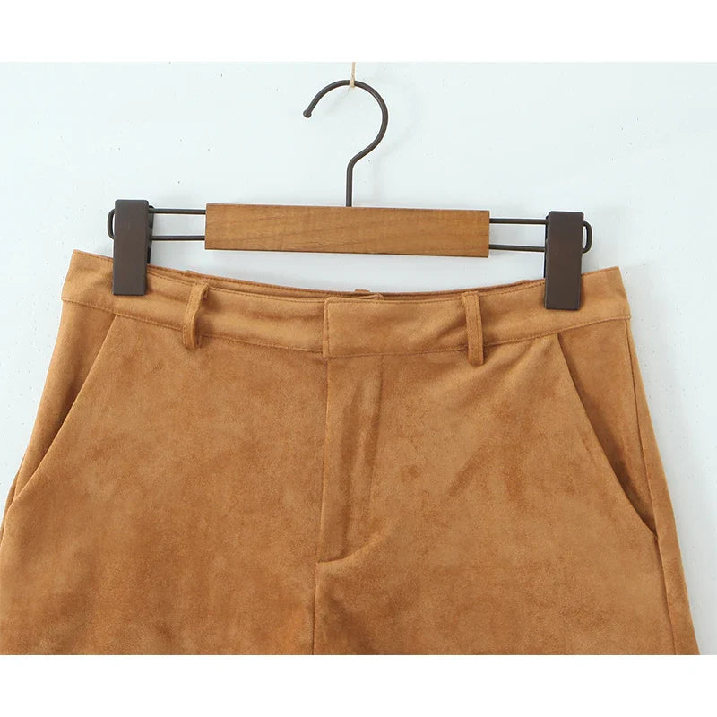Suedelle Retro High-Waist Shorts
