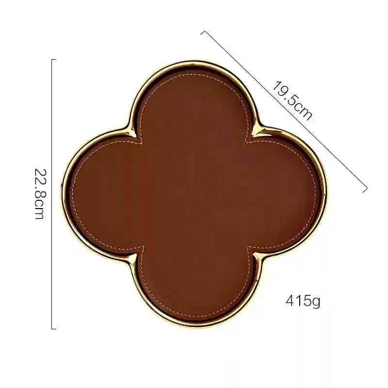 Luxury Leather Clover Tray