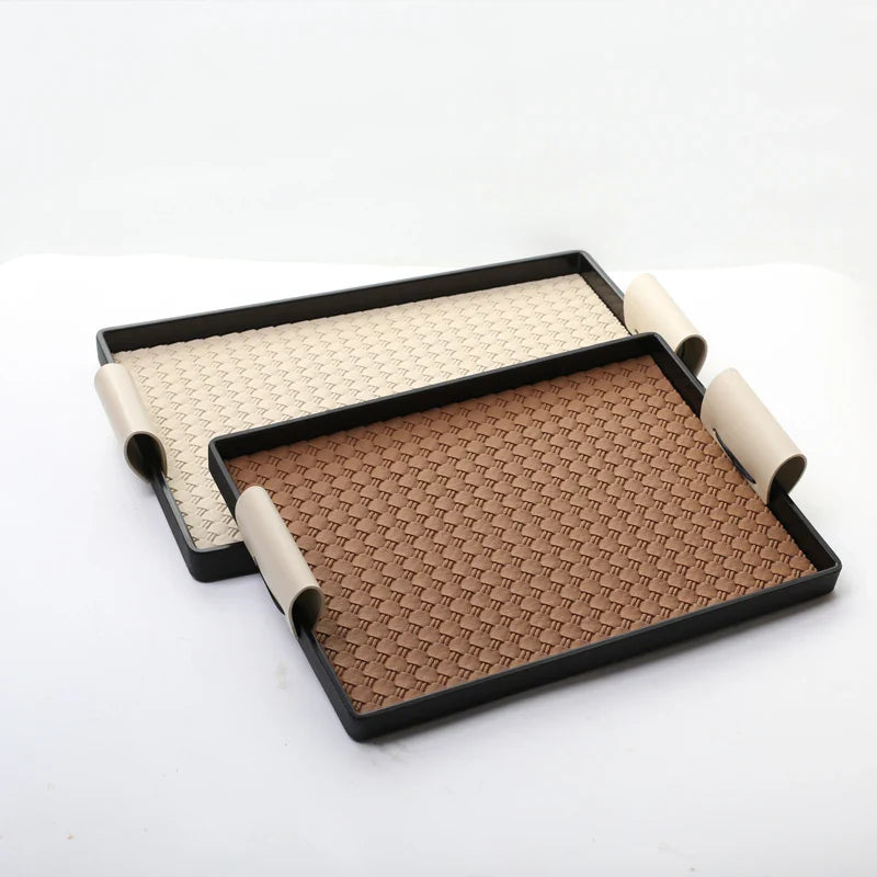 Plateau décoratif de luxe en cuir