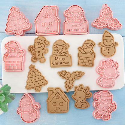 8Pcs 3D Christmas Cookie Mold