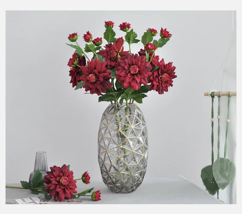 NordDahl Triple Bloom Artificial Dahlia Stem
