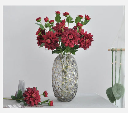 NordDahl Triple Bloom Artificial Dahlia Stem