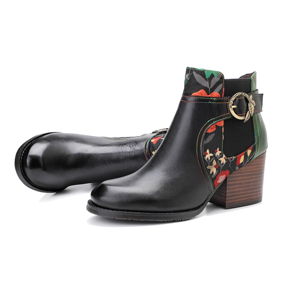 Floral Buckle Chelsea Boots