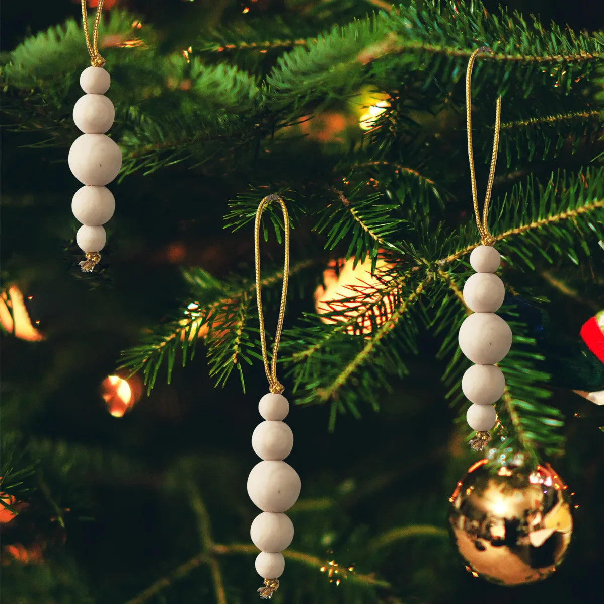 3 pièces de perles en bois pour décoration d'arbre de Noël