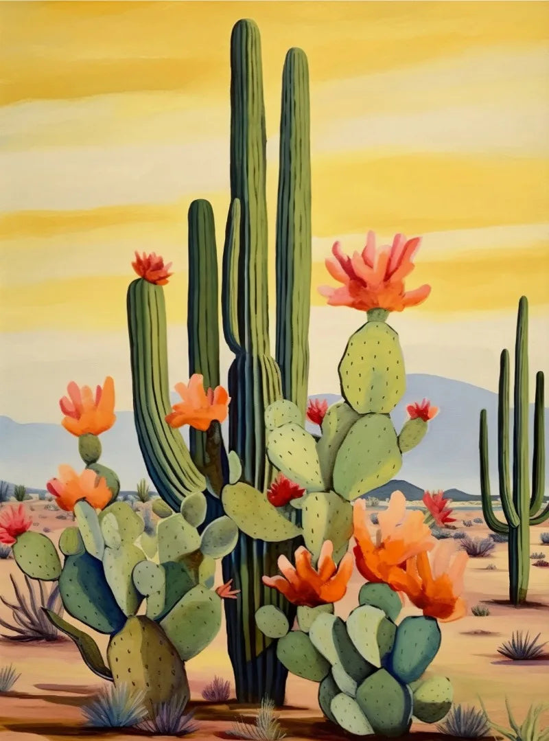 Cactus Bloom Collection Canvas Wall Art