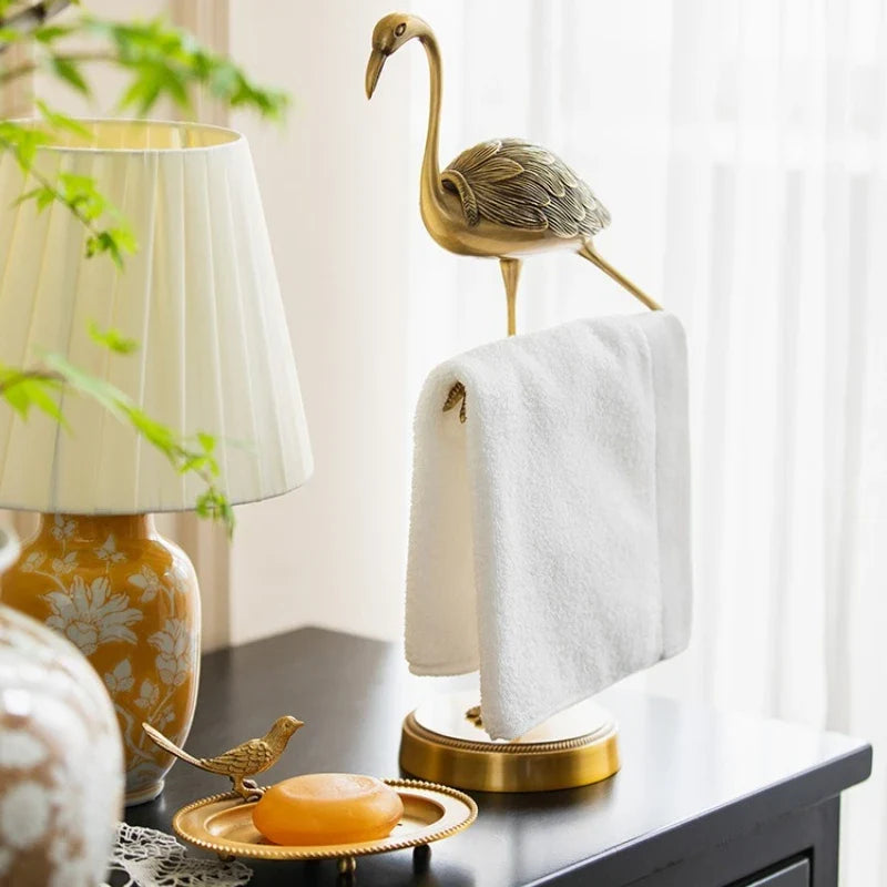 Brass Hand Towel Holder and Countertop Rack Bathroom Bedroom Tissue Towel Holder Rack