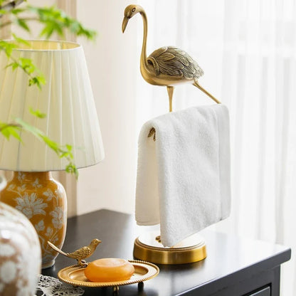 Brass Hand Towel Holder and Countertop Rack Bathroom Bedroom Tissue Towel Holder Rack