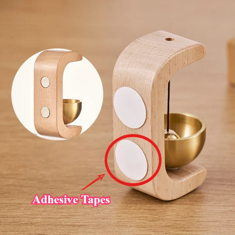 Magnetic Wooden Doorbell Chime with Copper Bell
