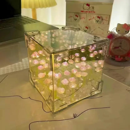 Lampada cubo di mare con fiori di tulipano fai da te