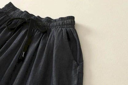 Denimelle Ruffle Waist Shorts
