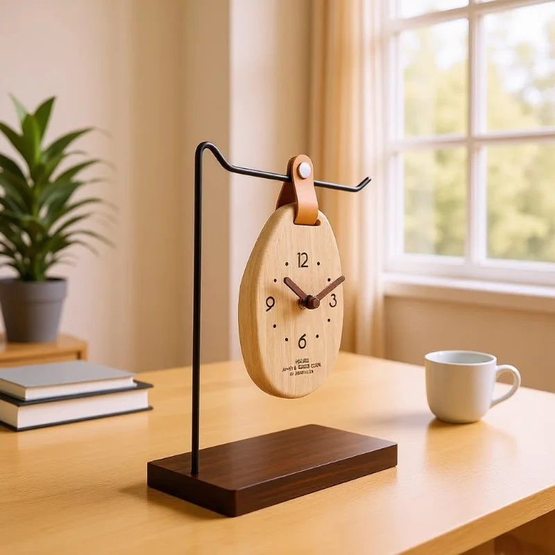 Creative Solid Wood Hanging Desk Clock