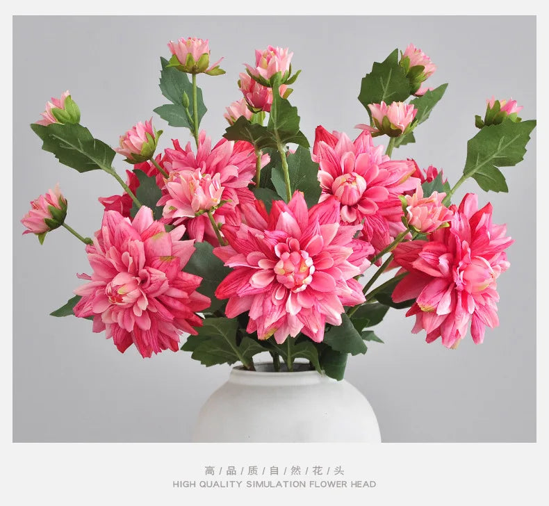 NordDahl Triple Bloom Artificial Dahlia Stem