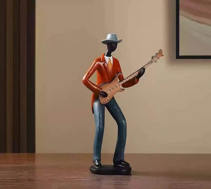 Retro Bookshelf Band Figurines - Cute Cartoon Home Decor Gifts artistic home accessories Figurine guitarist figurine Home decor music lover gift Sculpture