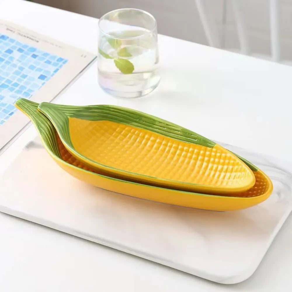 Corn Shaped Ceramic Plate