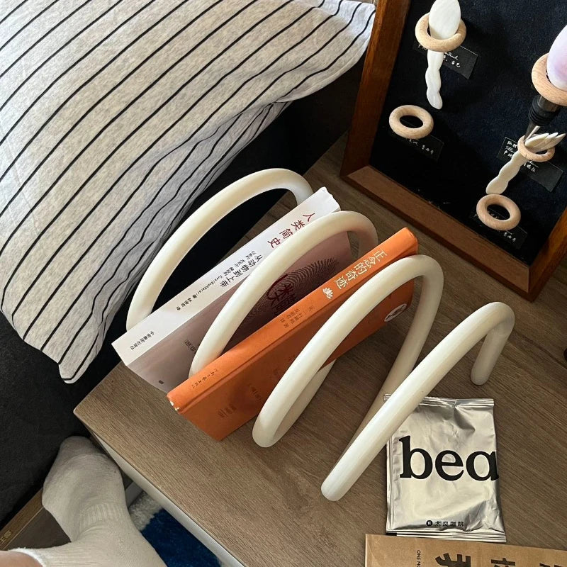 Modern Nordic Metal Book & Magazine Organizer