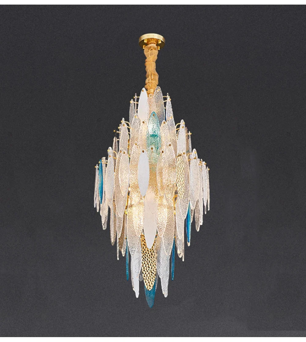 Blue Wave Glass Artistic Chandelier