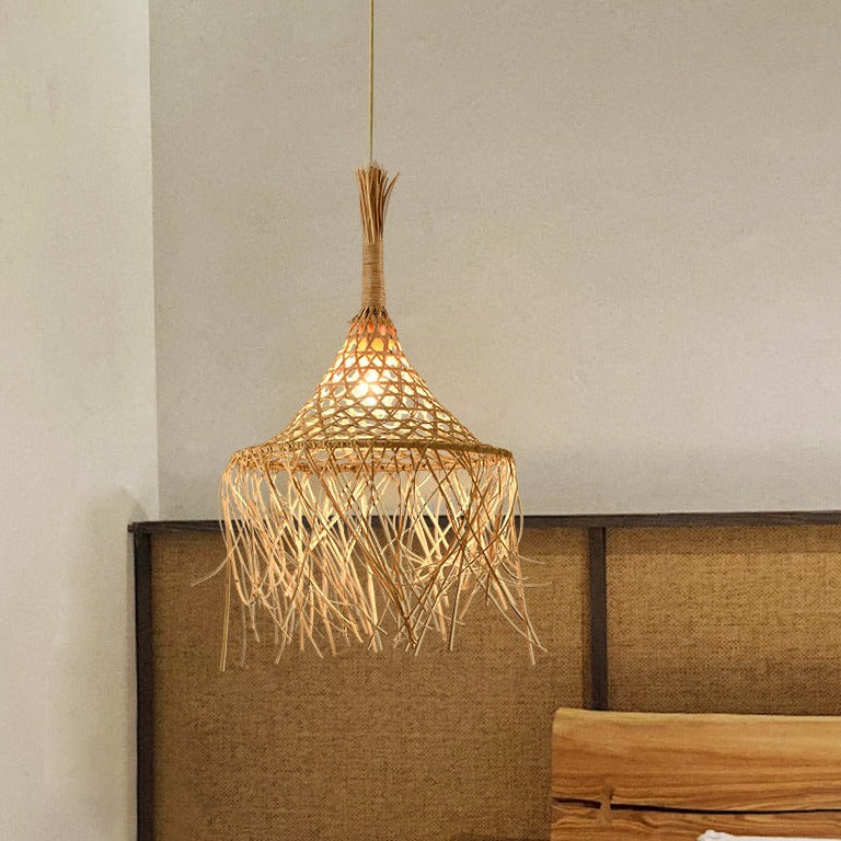 Hand-Woven Rattan Droplight Chandelier