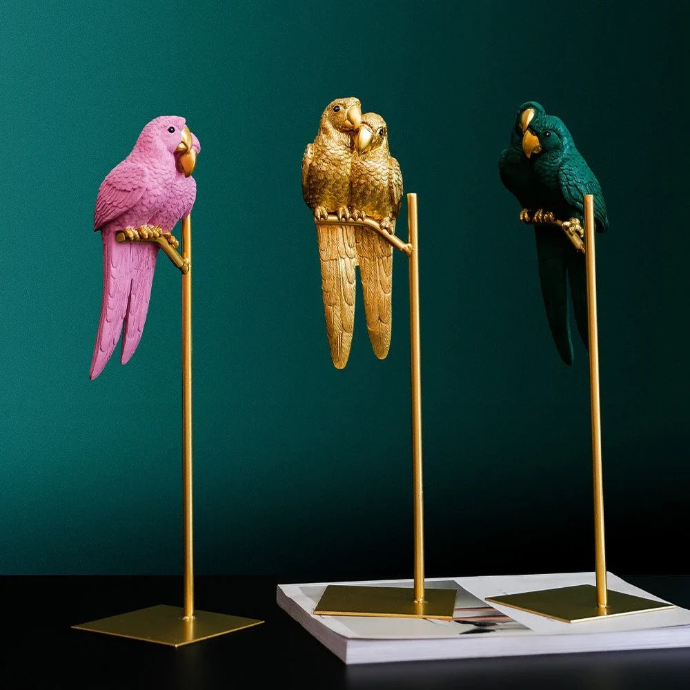 Handmade Couple Parrot Resin Love Bird Desk Ornaments