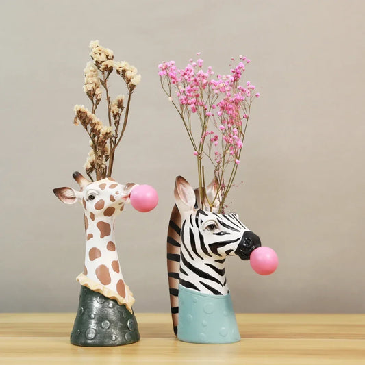 Whimsical Animal Head Vases