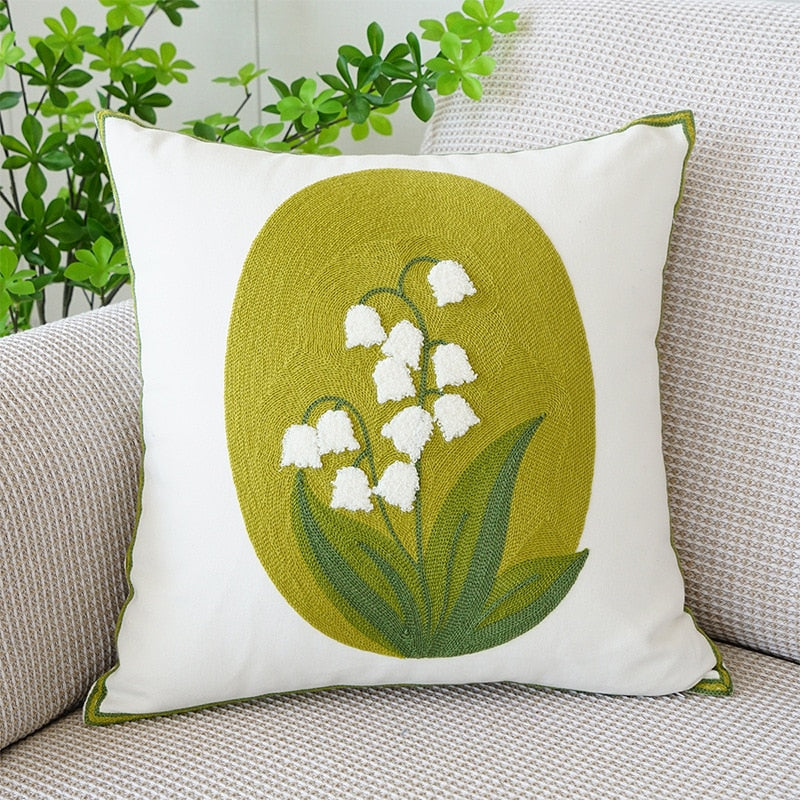 Embordered Tulips Pillow Cover