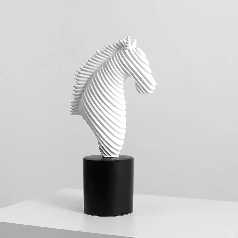 Abstract Striped Horse Head Statue
