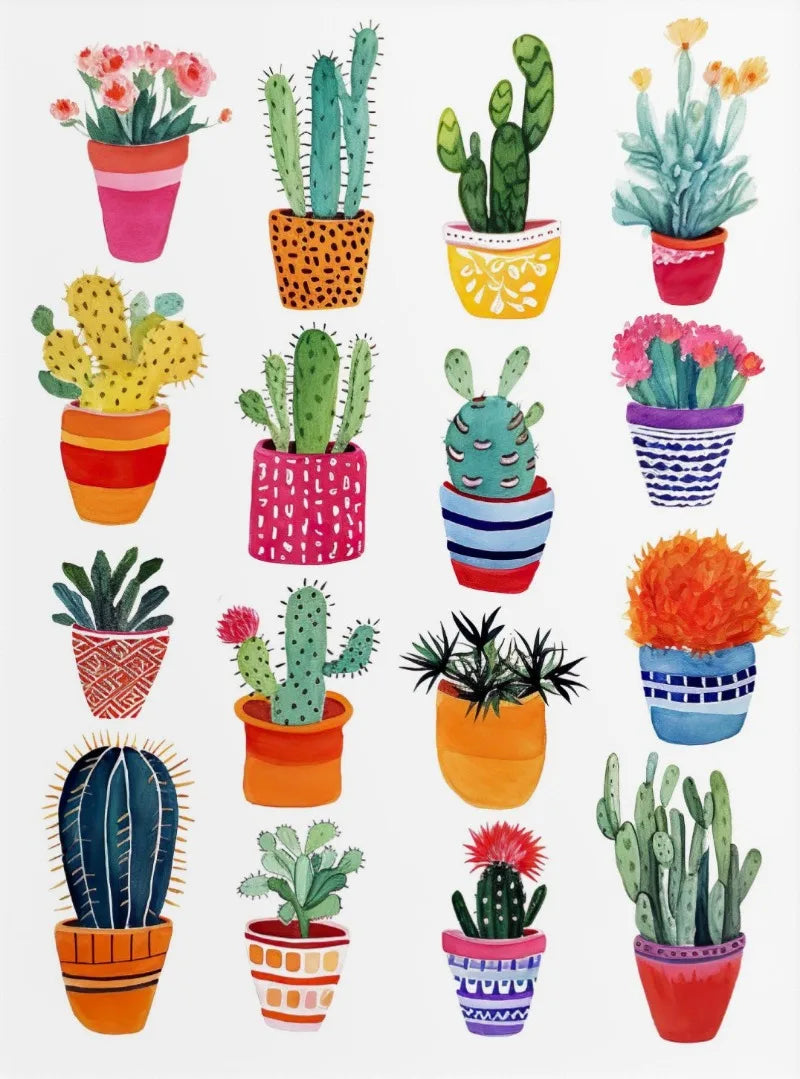 Cactus Bloom Collection Canvas Wall Art