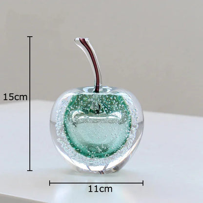 Bubble Glass Apple and Pear Statue - Aesthetic Fruit Desk Decoration Figurine Living Room Sculpture