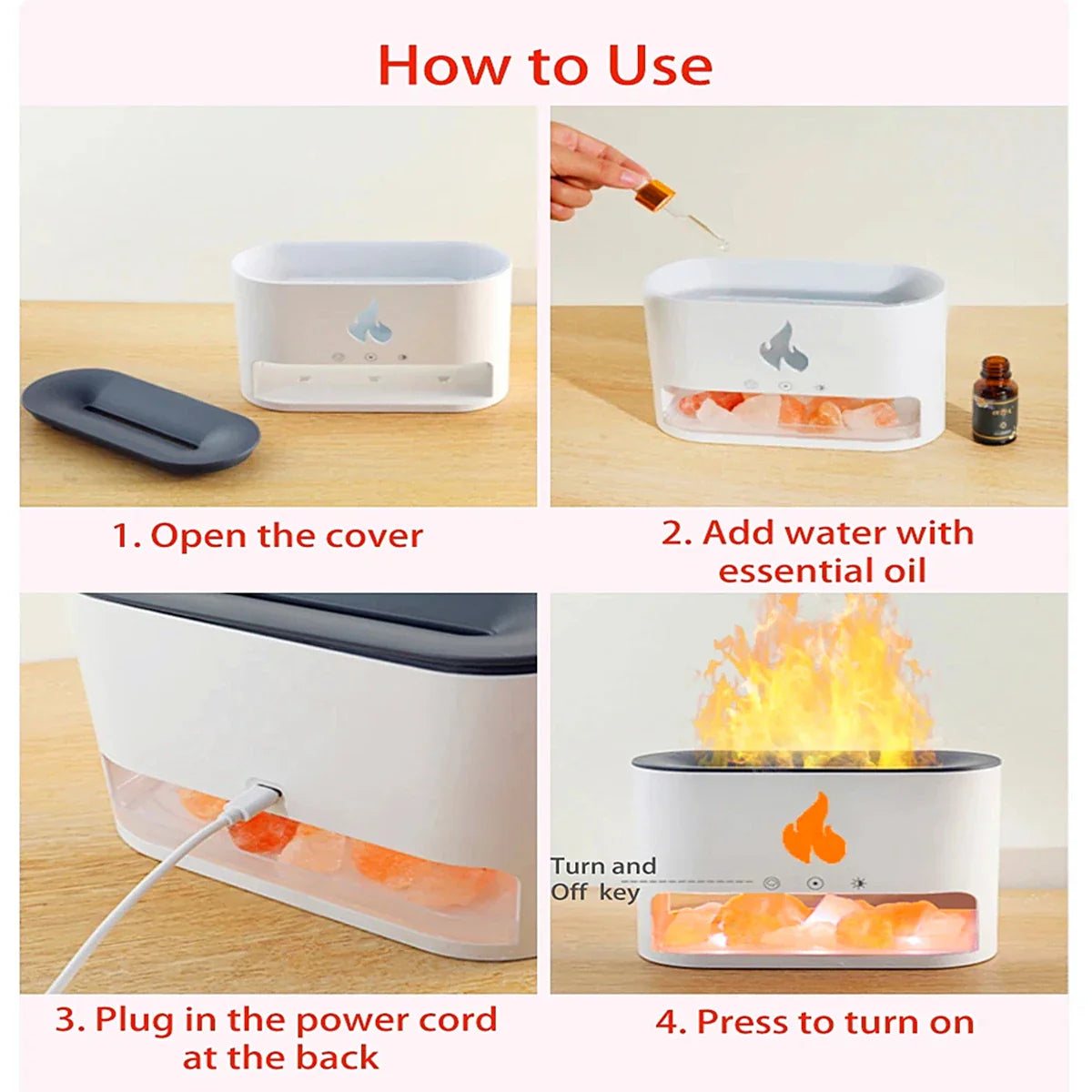 Crystal Salt Rock Fire Humidifier