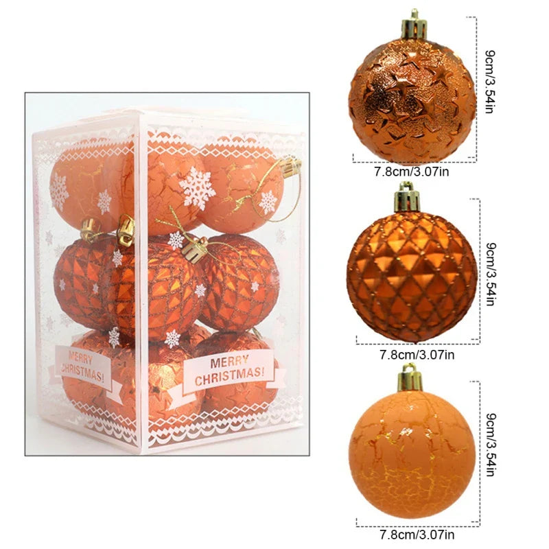 12Pcs Mix Pattern Christmas Ball Tree Decor