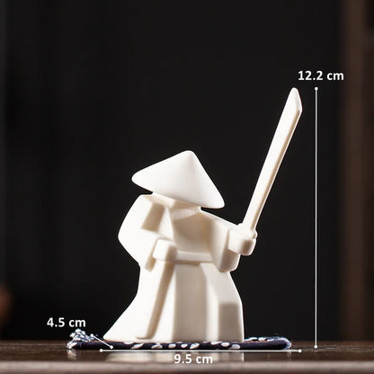 Ceramic Samurai Figurine - Geometric Oriental Desk Decor Ceramic Decor Ceramic Samurai Figurine Figurine Home decor Japanese Decor Living Room Modern Decor
