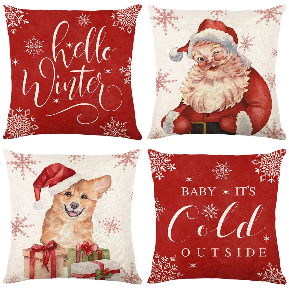 4 Pcs Christmas Cushion Covers